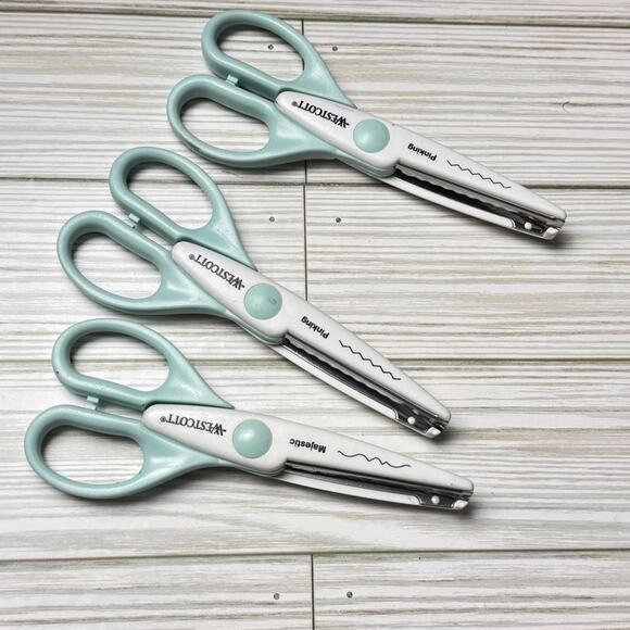 Westcott Decorative Scissors Three Piece Set in Mint & White - Picture 9 of 9